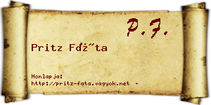 Pritz Fáta névjegykártya